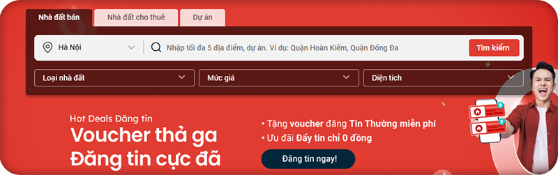 Search bar thiết kế website BĐS