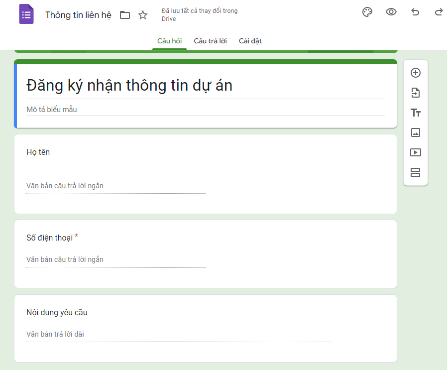 Định dạng google form