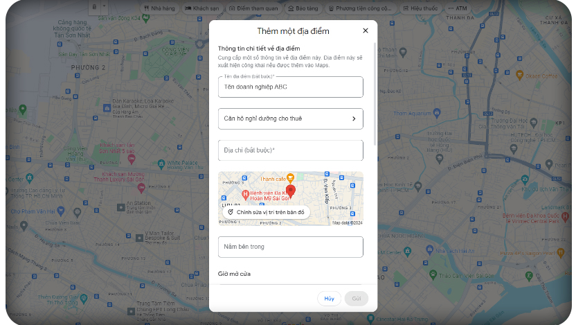 Bước 3 thêm vị trị trên google map