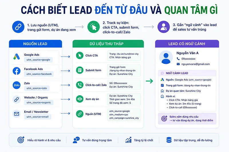 Cách biết lead đến từ đâu và quan tâm điều gì ?