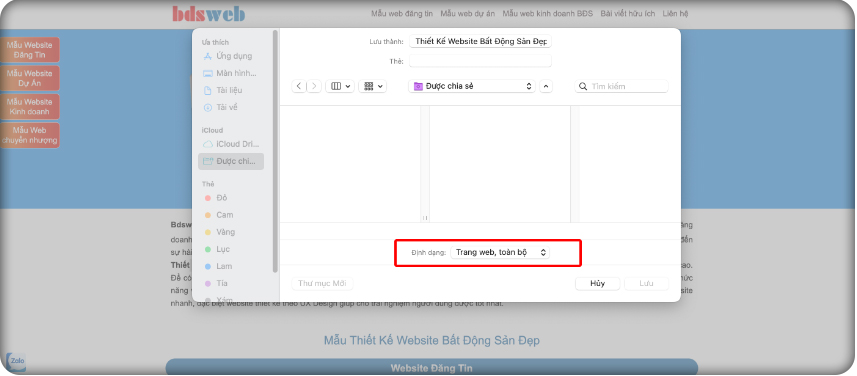 Lưu trang web dưới dạng HTML