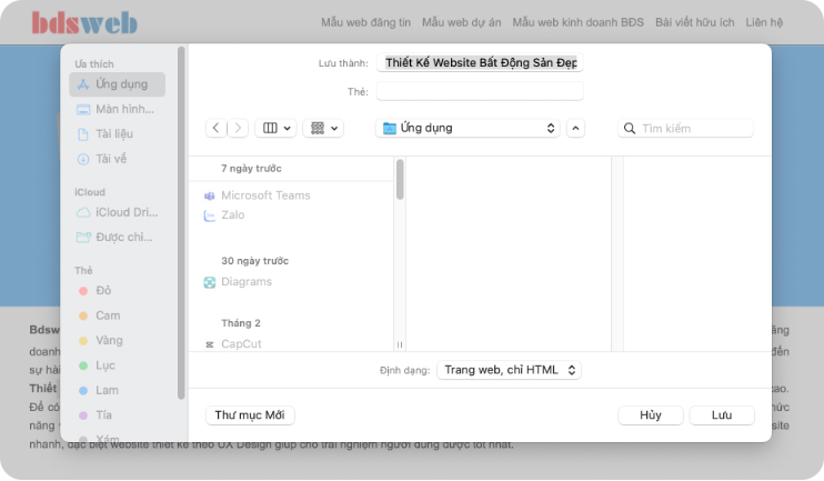 Lưu trang web với dạng HTML