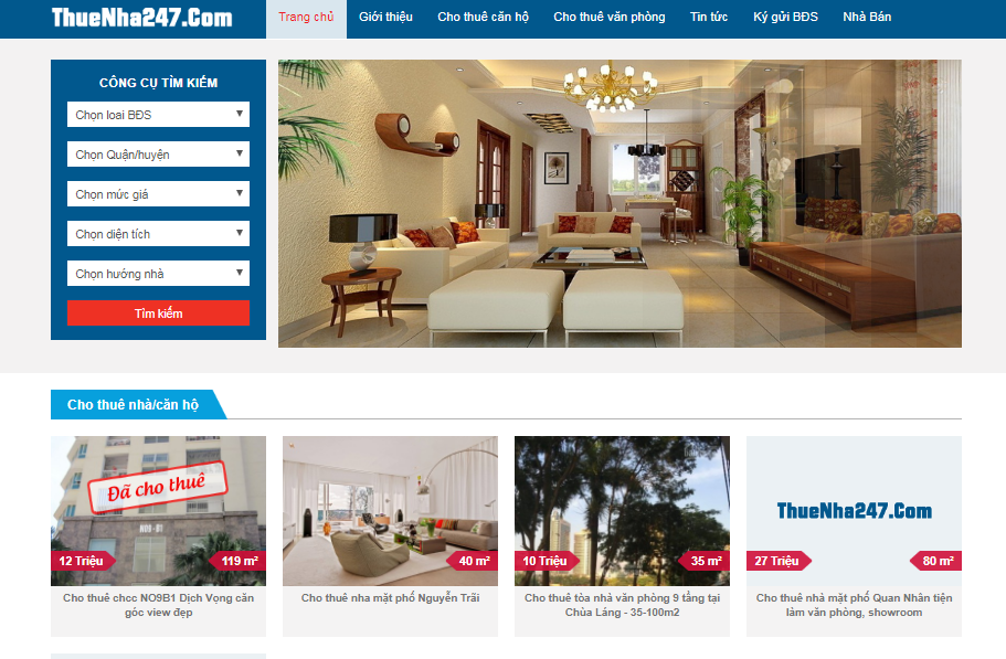 Thiết kế web cho thuê căn hộ