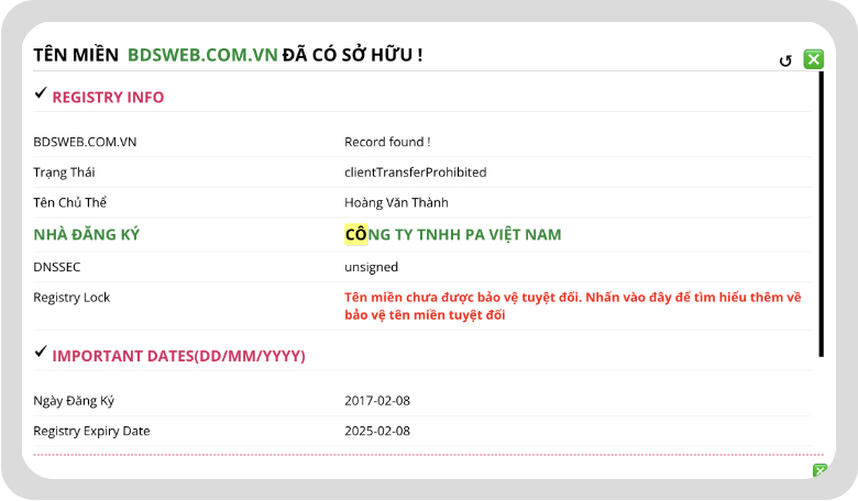 Cách kiểm tra thông tin tên miền