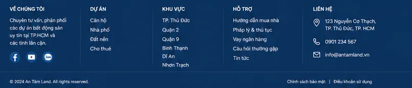 Khối chân trang website